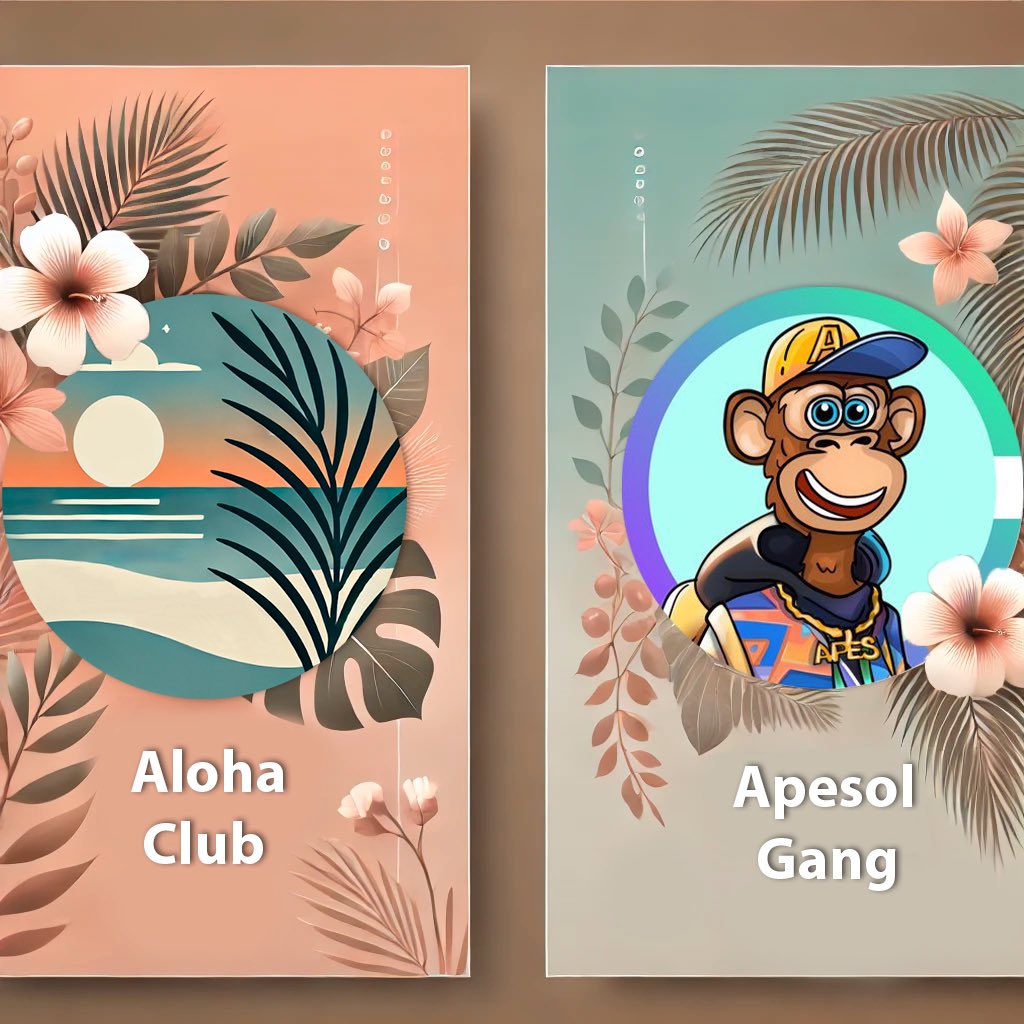 AlohaClubHQ's tweet photo. Aloha x @Apesol_gang Mega Giveaway 🚀

🌴 We’re thrilled to partner with @Apesol_gang and offer you a shot at winning 200,000 $APES tokens!
 
1️⃣ Smash that like button ❤️
2️⃣ Retweet this post to your followers🔄
3️⃣ Tag 3 friends who need to join the fun 👥

#AlohaClub https://t.co/rUCa9pyiIL