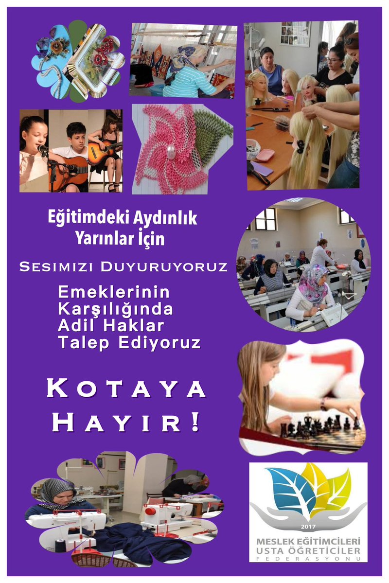 #HayatBoyuUstanaSahipÇık
USTA ÖĞRETİCİLER 
✅️ Görev tanımı yok
✅️ Statü yok
✅️ Özlük hakkı yok
✅️ Kota VAR
✅️ Kısıtlama VAR
 Usta öğreticiler sahipsiz bırakıldı
<a href="/RTErdogan/">Recep Tayyip Erdoğan</a> 
<a href="/Yusuf__Tekin/">Yusuf Tekin</a> 
<a href="/mebhbogm/">MEB Hayat Boyu Öğrenme Genel Müdürlüğü</a> 
<a href="/TBMMresmi/">TBMM</a> 
<a href="/TBMMGenelKurulu/">TBMM Genel Kurulu</a> 
<a href="/cengizmete/">Cengiz Mete</a> 
<a href="/tcbestepe/">T.C. Cumhurbaşkanlığı</a> 
<a href="/Emrekaratas341/">CUMHURBAŞKANLIĞI İLETİŞİM BAŞKANLIĞI</a>