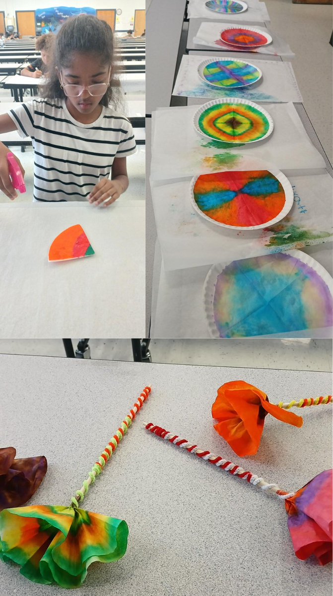 MarionExtDay's tweet image. Check out the flowers made by the kids in MAP @WyominaWarriors. Using coffee filters, markers, water, &amp;amp; pipe cleaners the 3rd -5th graders made beautiful flowers. The k-2nd graders used colored pencils, dyed rice, and glue to turn coloring pages into colorful works of art.