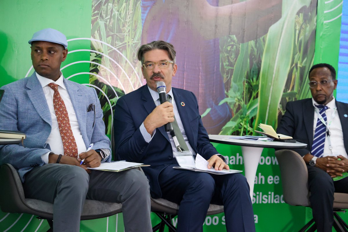 At the 1st International Conference on Agri-Value Chain Investment in #Mogadishu, <a href="/FAOSomalia/">FAO in Somalia</a>, led by Country Rep, <a href="/EPeterschmitt/">Etienne Peterschmitt</a>, reaffirmed its commitment to transforming #Somalia’s agrifood systems by scaling up sustainable private sector-led investment opportunities in🇸🇴.