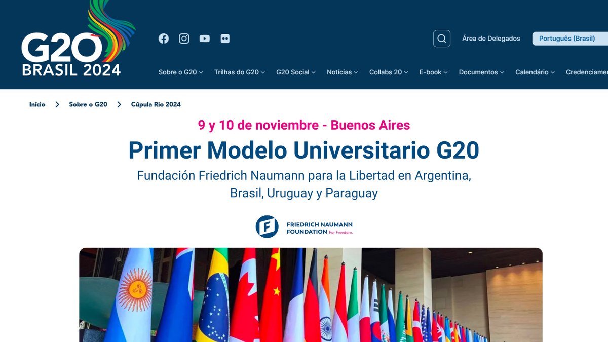 FNFSudamerica's tweet photo. #ModeloG20 🌍
🏟️ ¡Llega el Primer Modelo Universitario del G20!
➡️ Se llevará a cabo el 9 y 10 de noviembre en la @UCEMA_edu en Buenos Aires y está dirigido a estudiantes universitarios.
🙌 Te invitamos a ser parte: https://t.co/mBuBIafC9W
#FNFArgentina https://t.co/dhiuhFPEPA