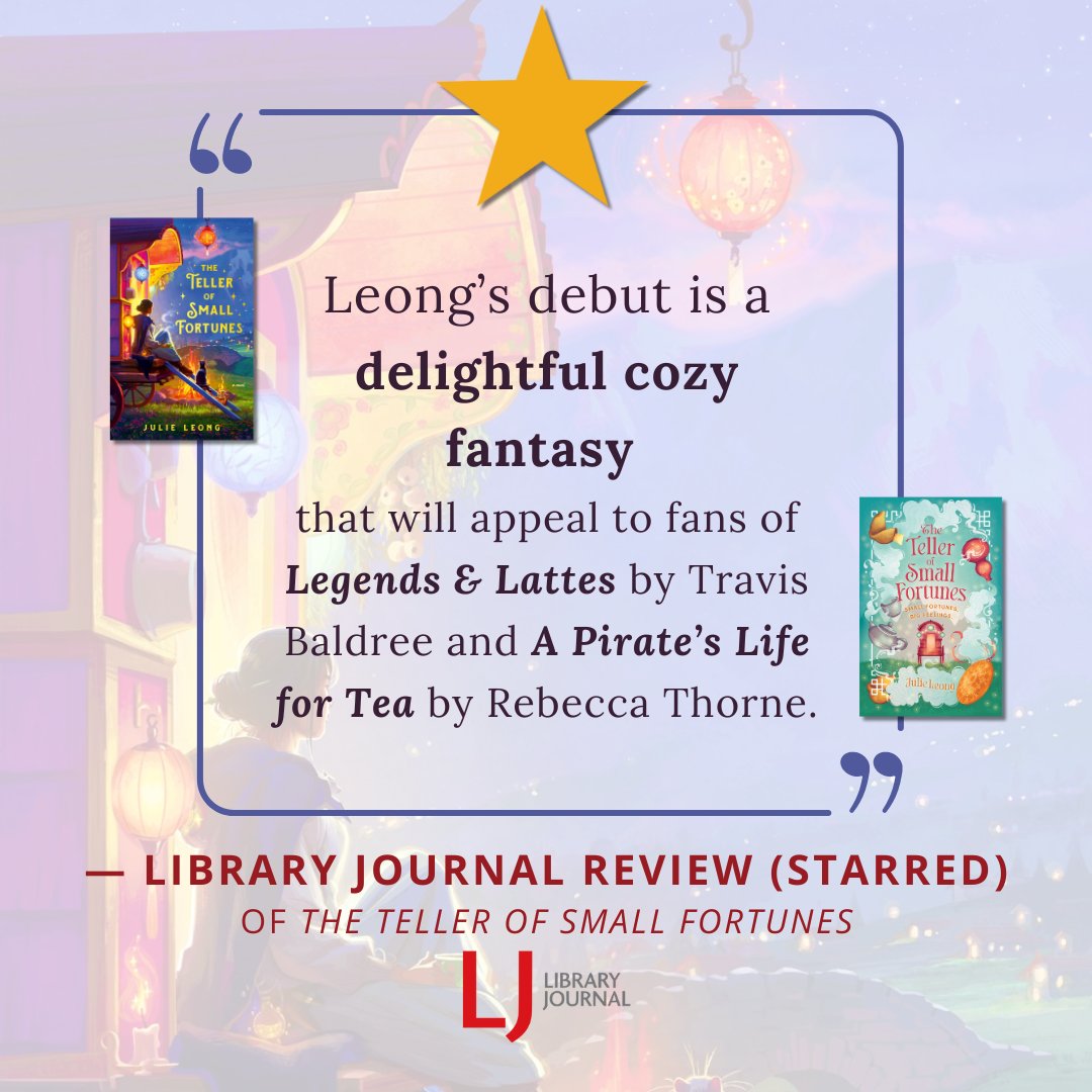 Julie Leong (@julieleongbooks) on Twitter photo Thank you so much to <a href="/LibraryJournal/">Library Journal</a> for this ⭐STARRED REVIEW⭐ of The Teller of Small Fortunes!
Librarians do such important work, especially with access to books currently under attack. Go libraries! Thank you so much to <a href="/LibraryJournal/">Library Journal</a> for this ⭐STARRED REVIEW⭐ of The Teller of Small Fortunes!
Librarians do such important work, especially with access to books currently under attack. Go libraries!