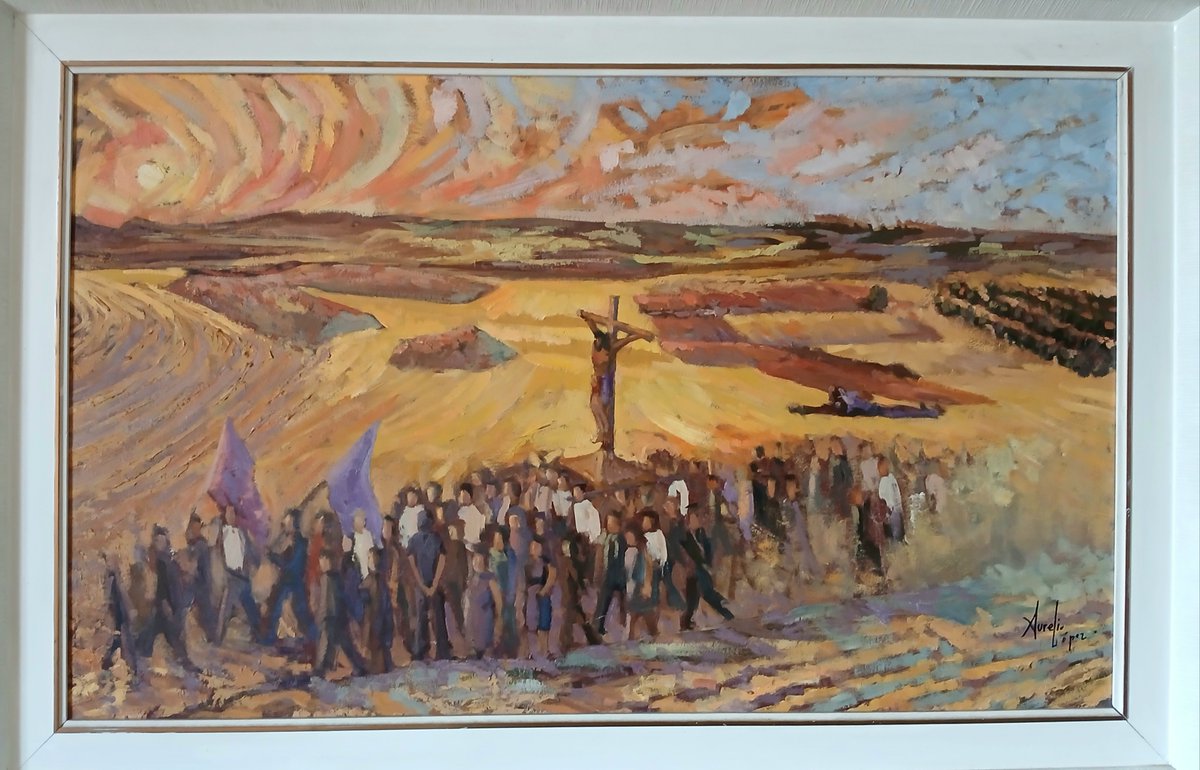 Cristo de Villajos. Un boceto que hice de  la llegada al pueblo cuando todavía el camino de San Isidro era de tierra.