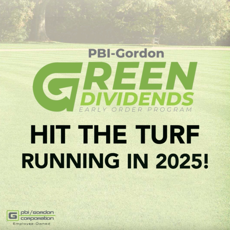 PBIGordonTurf's tweet photo. Hit the Turf Running in 2025! Start saving now with the #PBIGordonTurf Green Dividends Early Order Program through December 2nd, 2024.
