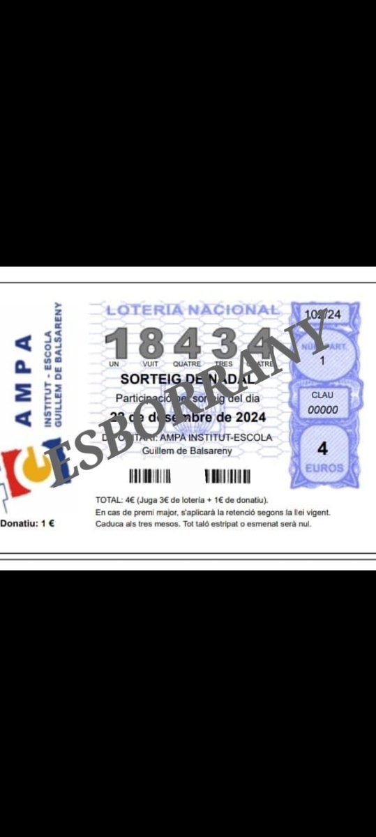 ampabalsareny's tweet photo. Ja podeu comprar loteria de l'AMPA a diferents botigues del poble i als membres de la junta. Molta sort! https://t.co/AnkfCmVY57