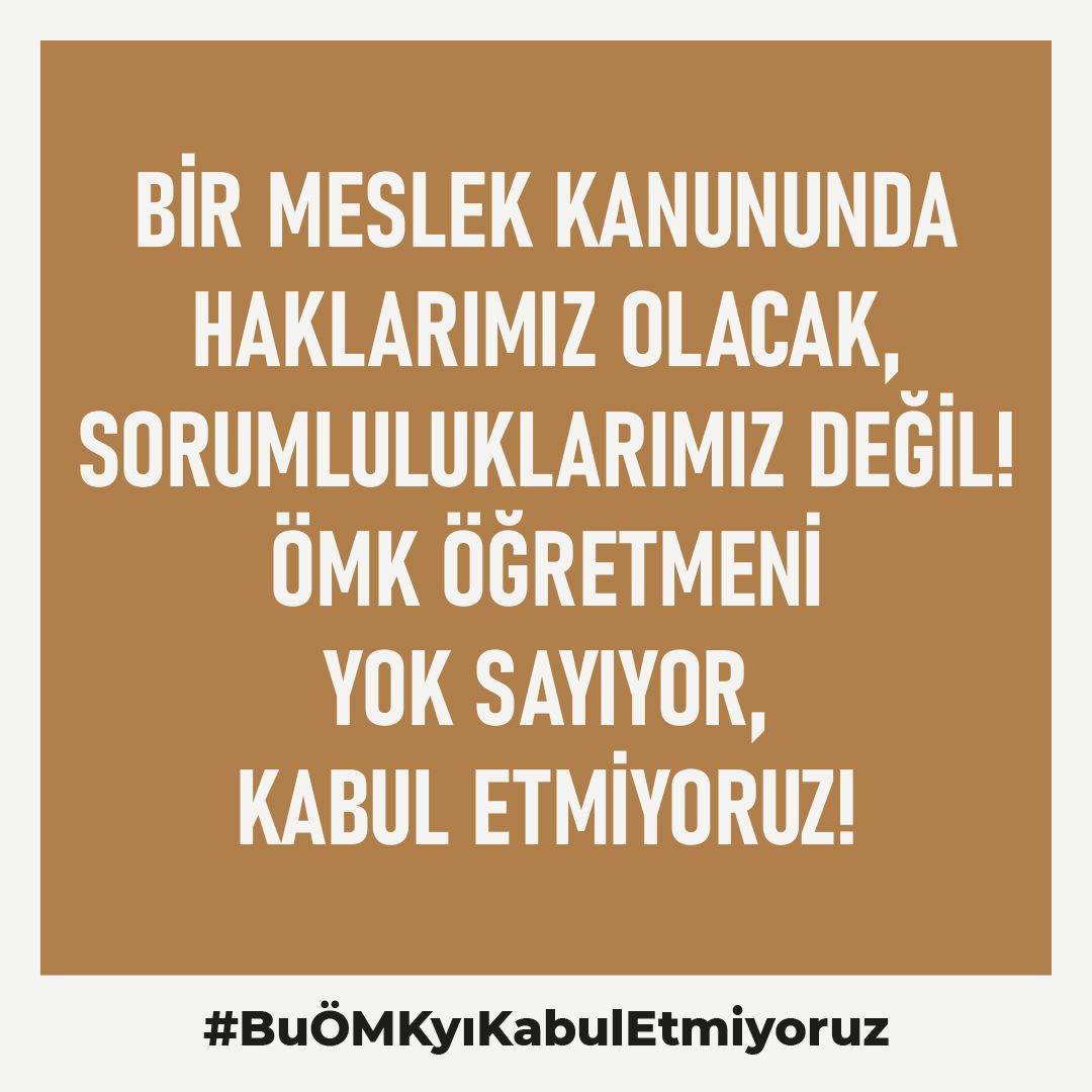 Diplomamın yok sayıldığı meslek kanununu kabul etmiyorum. 
#BuÖMKyıKabulEtmiyoruz <a href="/egitimis/">Eğitim-İş</a> <a href="/egitimsen/">Eğitim Sen</a> <a href="/HurEgitimSen/">Hürriyetçi Eğitim Sen Genel Merkezi</a>