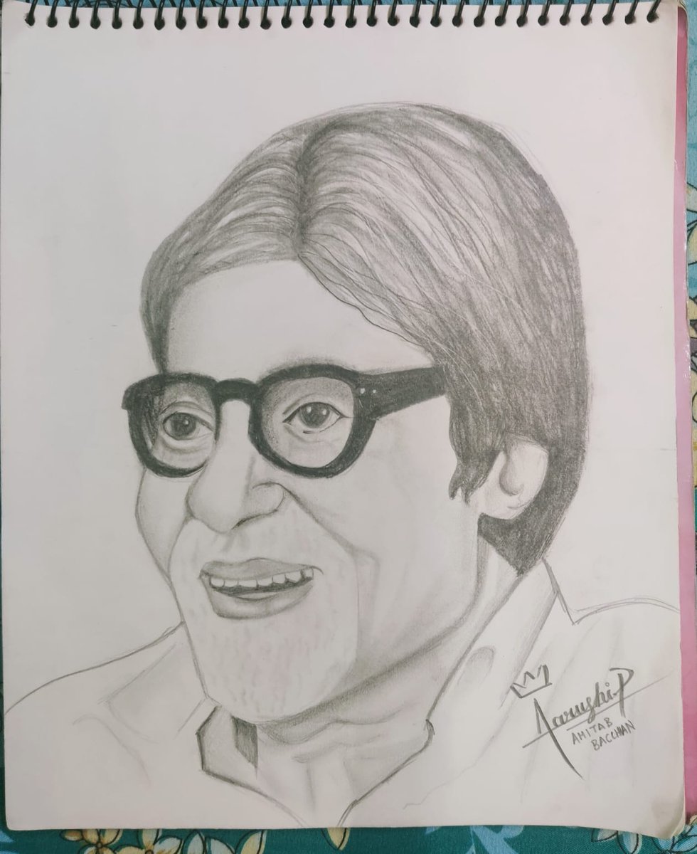 arunpatri's tweet photo. My 13 year old daughter, Aarushi is a big fan of @SrBachchan. She has expressed her respect for the man of this millennium by sketching this portrait. https://t.co/zr4oLIxKVr
