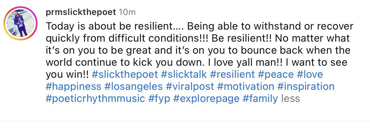 PRMSlickThePoet's tweet image. #slickthepoet #slicktalk #resilient #peace #love #happiness #losangeles #viralpost #motivation #inspiration #poeticrhythmmusic #fyp #explorepage #family