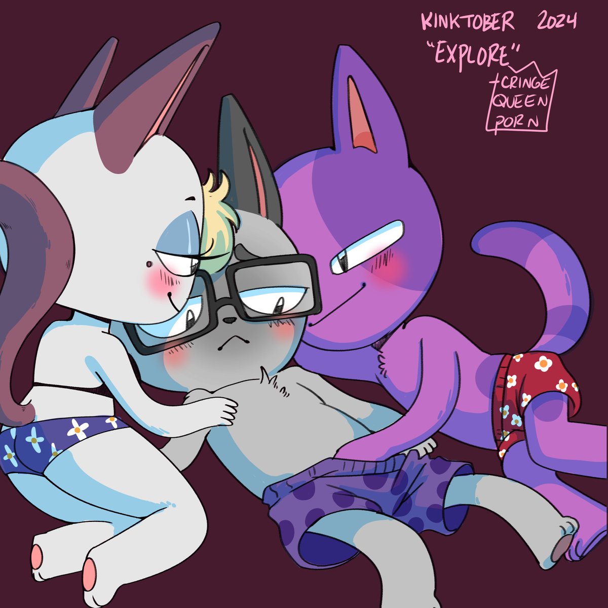 PornCringe's tweet photo. I'm not proud of this Animal Crossing drawing, but KINKTOBER HERE WE GO! 
(Raymond wants to explore his kinks and such, so Olivia and Bob are there to help!) https://t.co/xabI2cXszD