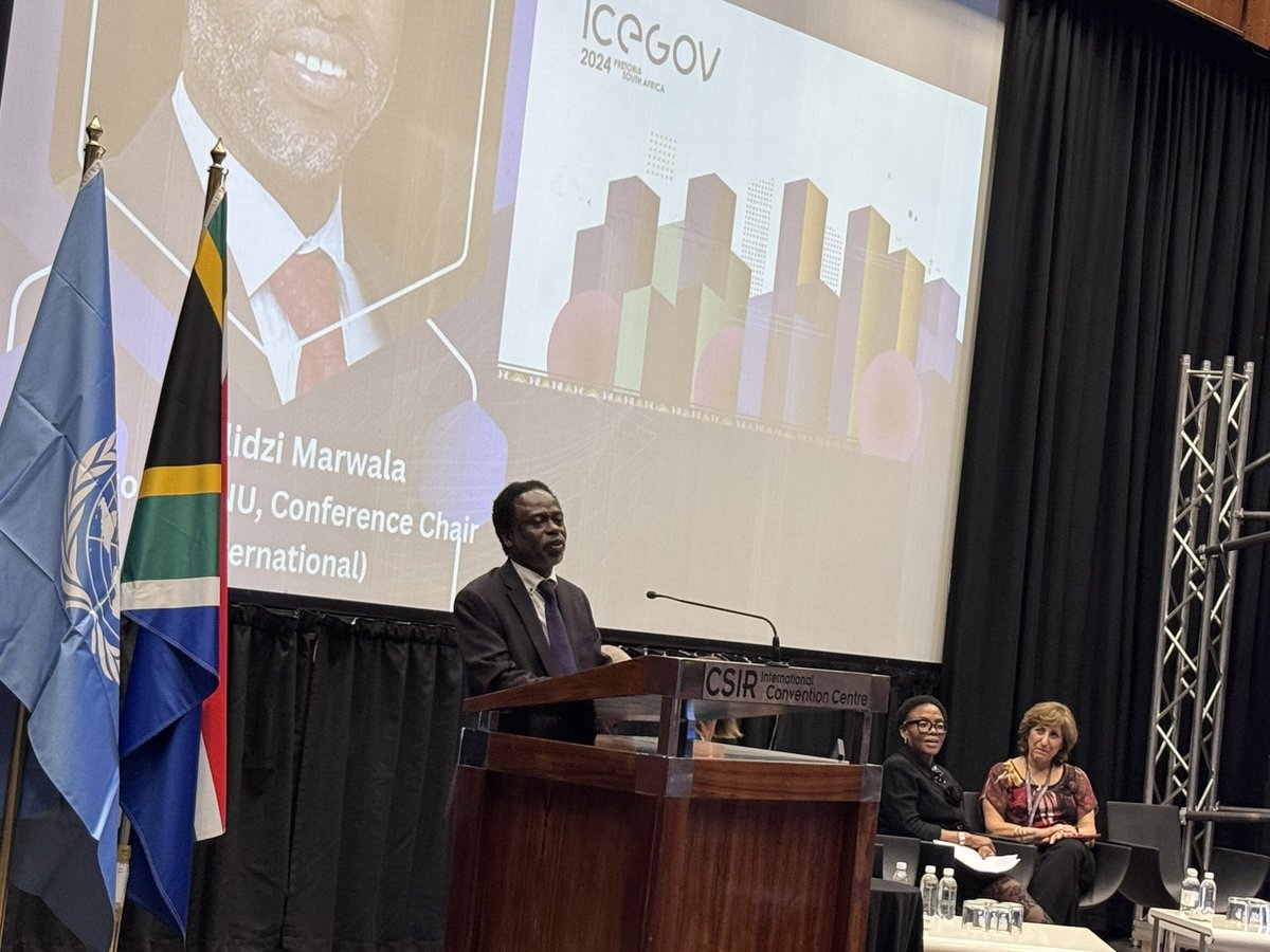 Giving messages of support is: Ms @ElsaEstevez, ICEGOV Steering Committee chair, Ms @MarielzaOliveira, UNU-EGOV Advisory Committee Chair (ICEGOV series coordinator) and Prof @TshilidziMarwala, Rector of UNU, Conference Chair (International). #ICEGOV
