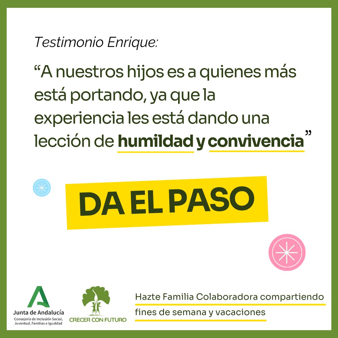 Las #FamiliasColaboradoras conocen otras realidades, valoran más lo que tienen y son testigos directos de lo que el afecto puede llegar a conseguir 💚. 

En #Andalucía aún hay muchas chicas y chicos como "Leo" que esperan una  nueva oportunidad. 
#DaElPaso
i.mtrbio.com/daelpaso