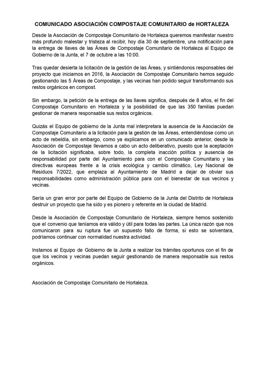 EeAmadrid's tweet photo. El concejal de distrito de la @JMDHortaleza @davidperez se carga el proyecto de compostaje comunitario que llevaba 8 años en marcha en Hortaleza. @CompostajeHtz es una iniciativa que el Ayuntamiento de @MADRID debería replicar en otros barrios, no desmantelarla donde funciona. https://t.co/uvADeW0yDn