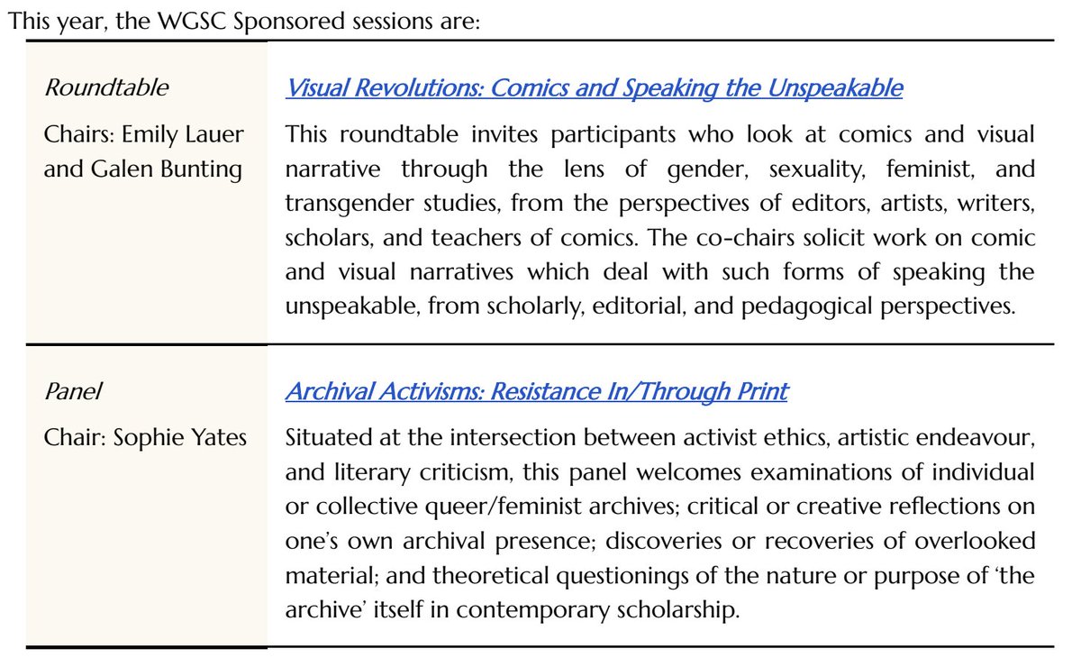 NemlaWGSC's tweet photo. Deadline EXTENDED - Submit your abstracts to NeMLA by October 15! Don't forget our WGSC-sponsored roundtable ("Visual Revolutions: Comics and Speaking the Unspeakable") and panel ("Archival Activisms: Resistance In/Through Print") https://t.co/STJwkDYnj0 https://t.co/G7D2VgDZtc