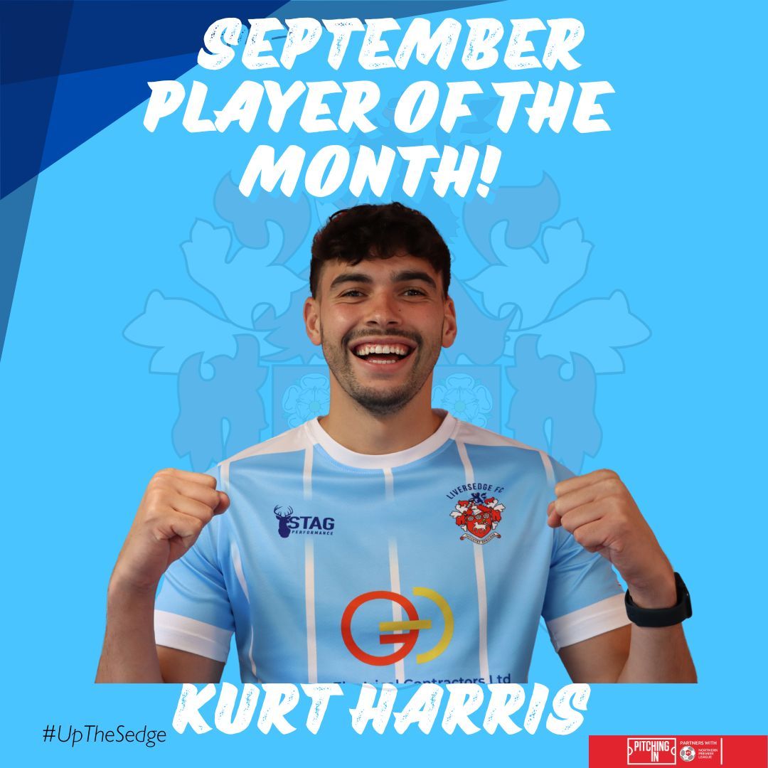 You voted across all our social media platforms, we've totted up the results and with a 29.5% share of the vote, captain Kurt Harris (<a href="/kurtharris_97/">Kurt Harris</a>) is your Player of the Month for September!

Congrats skipper 👏

#UpTheSedge #NonLeagueFootball
<a href="/PitchingIn_/">Pitching In</a> <a href="/NorthernPremLge/">The Pitching In Northern Premier League</a>