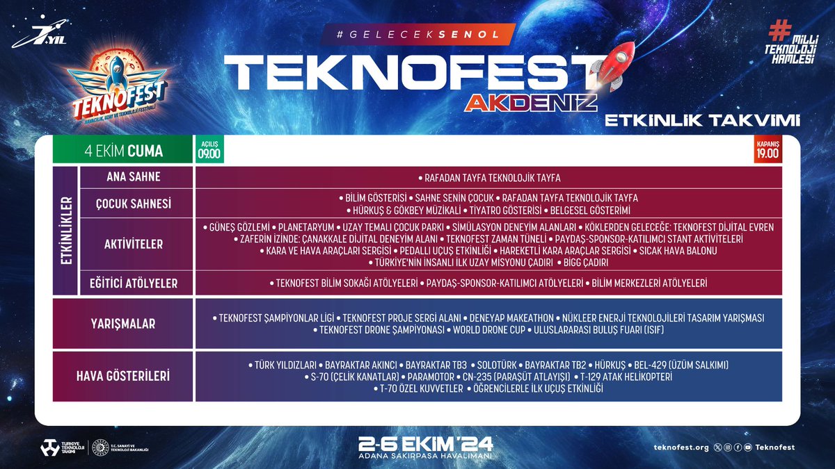 MersinMEM's tweet photo. En büyük hayaller burada gerçeğe dönüşüyor❗👨‍💻👩‍💻
#TEKNOFESTAKDENİZ🚀

⏰2️⃣-6️⃣ Ekim 2024
📍Adana Şakirpaşa Havalimanı

@tcmeb 
@Yusuf__Tekin 
@ahpehlivan53 
@fazilet_durmus https://t.co/MIFIncra2Q