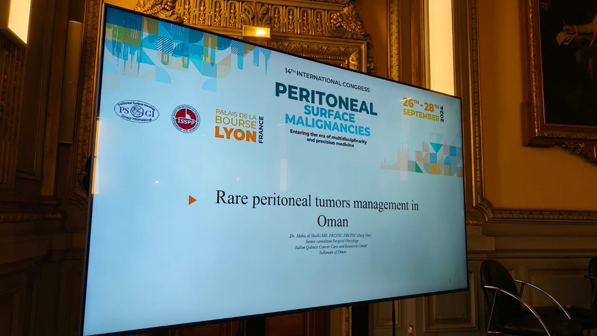 dr_maha_shaibi's tweet photo. I had the pleasure to present our experience in management of rare peritoneal tumors in Oman at the prestigious Peritoneal Surface Oncology Group International #PSOGI in the beautiful city of Lyon. A great opportunity to share knowledge, connect with old friends & build new ones https://t.co/QIWJmbXTac