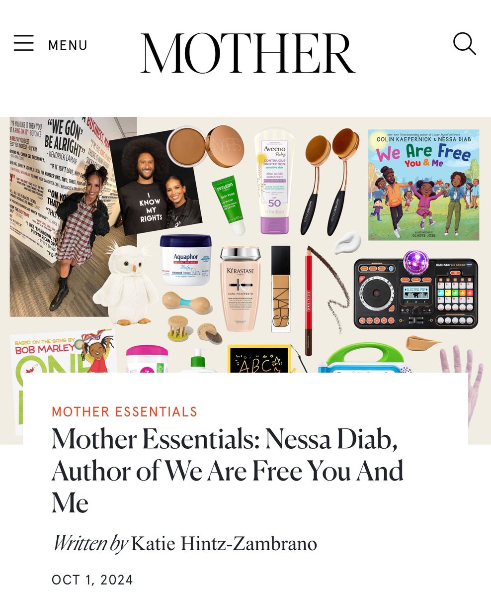 KaepernickPub's tweet image. Mother Essentials: @nessnitty, Author of We Are Free You And Me. 📚
Read the full article at: mothermag.com/nessa-diab-col…