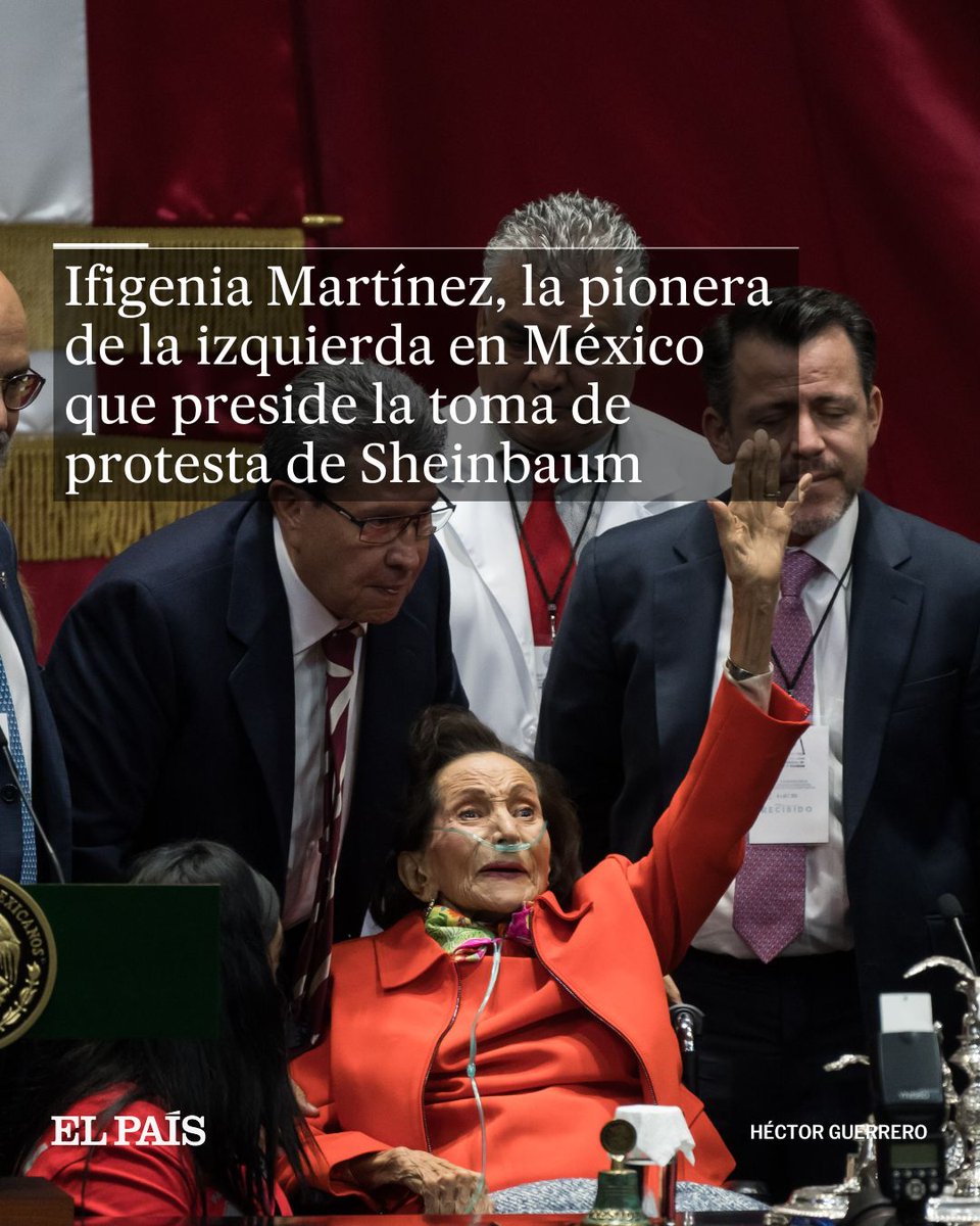 elpaismexico's tweet photo. 🔴 A sus 94 años de edad, Ifigenia Martínez Hernández es testigo —y también protagonista— de un momento histórico, la #TomaDeProtesta de la primera presidenta de México, Claudia Sheinbaum

https://t.co/szUtnXutcv https://t.co/JEpDgSvtoa