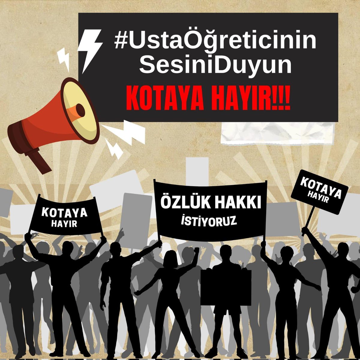 Duyanlaraa... Duymayanlaraaa...
Biz hakkımızı istiyoruzzzz....
Kotaya HAYIR diyoruzzz....
<a href="/RTErdogan/">Recep Tayyip Erdoğan</a> 
<a href="/_aliyalcin_/">Ali YALÇIN</a>