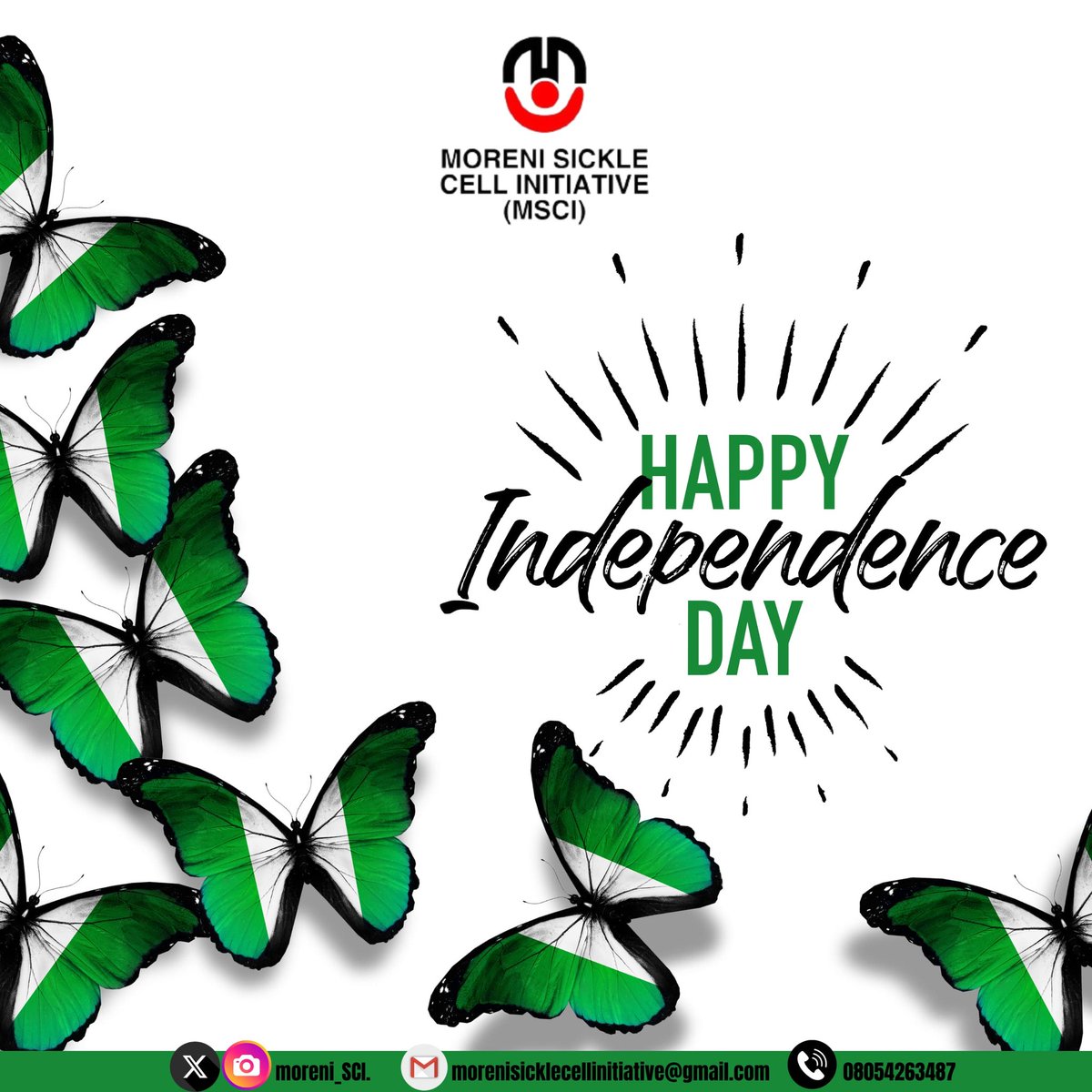 moreni_SCI's tweet photo. On this auspicious day, we celebrate with our great country on her 64th year of independence. 
We hope that the nation prospers and that the citizens live the peace they want and truly deserve. 
Happy Independence Day to us from all of us at Moreni Sickle Cell Initiative! 🇳🇬🇳🇬❤️ https://t.co/lVMDDhCx0V