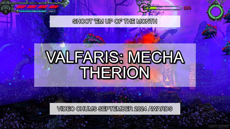 Valfaris: Mecha Therion from <a href="/ValfarisGame/">Valfaris</a>, <a href="/MrAwolf/">Andrew Gilmour</a>, and <a href="/BigSugarGames/">Big Sugar</a> is our Shoot 'em Up of the Month! 🏅 videochums.com/article/indie-…