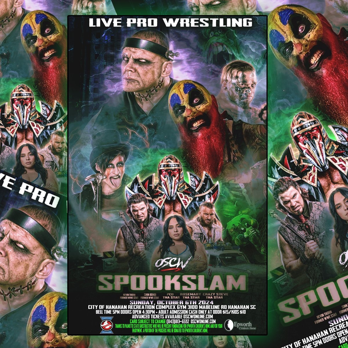 This Sunday's Pro Wrestling event in Charleston SC has a Stacked &amp; Spooky card. Don't worry it won't get too spooky though, because we'll have some ghostbusters there. 👻👻😉🤣 Welcome Palmetto State Ghostbusters joining us for some fun &amp; fundraising for Epworth Children's Home.