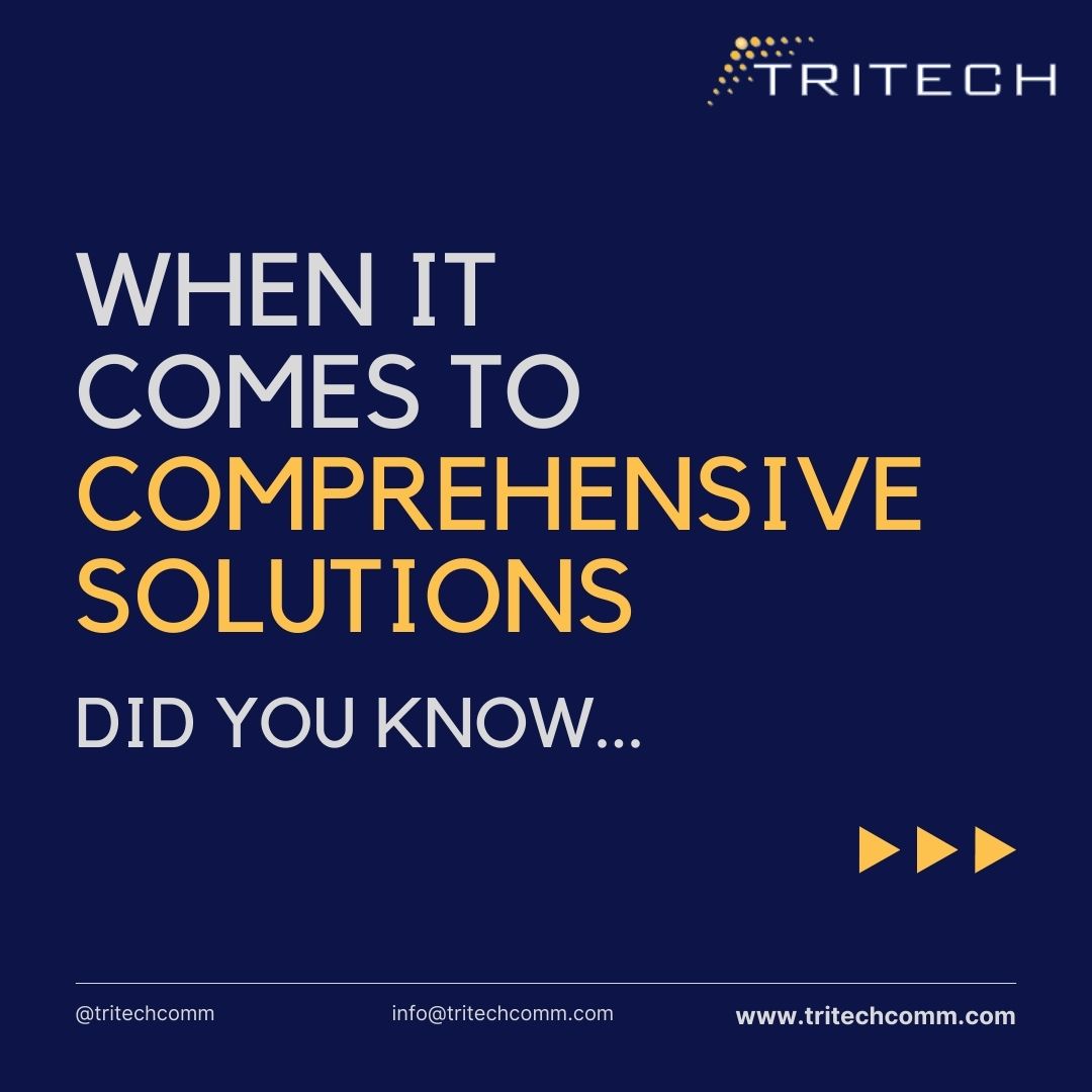 TRITECHComm's tweet image. Did you know that TRITECH offers a comprehensive suite of low-voltage
technology solutions?
We call it ONE SOURCE. Swipe through to learn more and reach out today to see how we can help you! #tritech #tritechcomm #tritechcommunications #onesource #avindustry #avsales #audiovisual