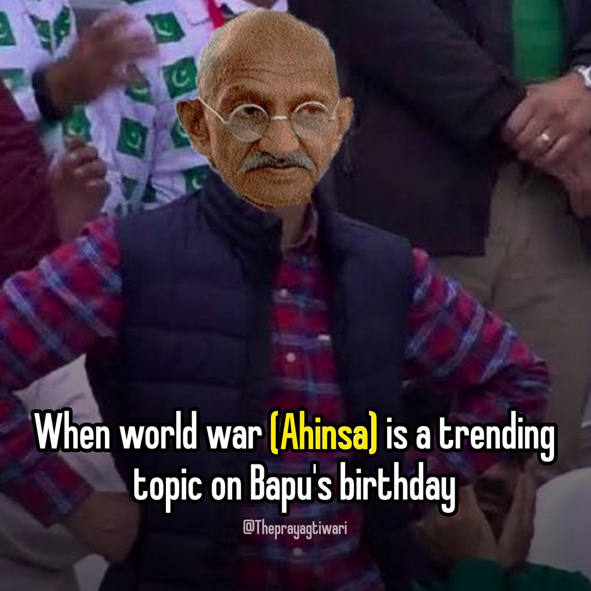 theprayagtiwari's tweet photo. Happy birthday Bapu 😭 #MahatmaGandhi #Iran #Israel #GandhiJayanti https://t.co/bvNwkhgHsI