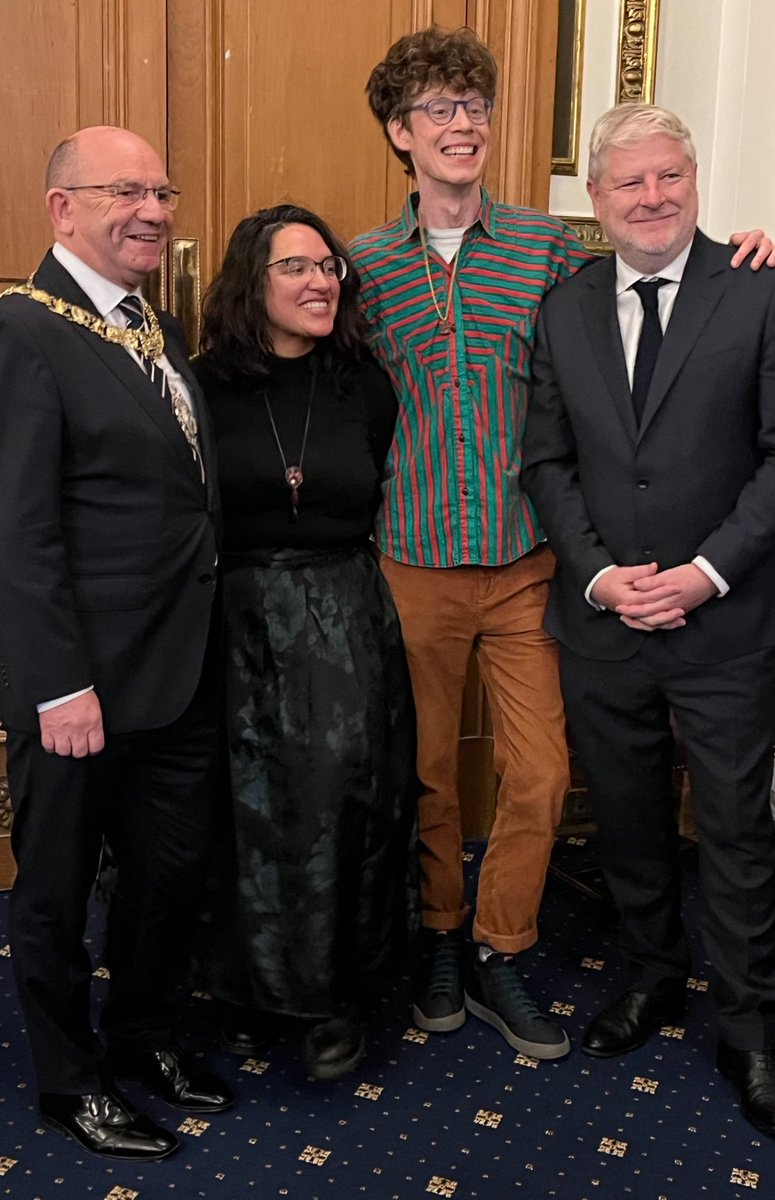 Scottish Poetry Library (@byleaveswelive) on Twitter photo Congratulations to @ScribePedersen who takes over from @HanLavery as Edinburgh’s new Makar (city laureate).
Michael and Hannah are pictured at the investiture event in the City Chambers with <a href="/AngusRobertson/">Angus Robertson</a> Scotland’s Culture Secretary, and Robert Aldridge <a href="/LordProvostEdin/">LordProvostEdinburgh</a> Congratulations to @ScribePedersen who takes over from @HanLavery as Edinburgh’s new Makar (city laureate).
Michael and Hannah are pictured at the investiture event in the City Chambers with <a href="/AngusRobertson/">Angus Robertson</a> Scotland’s Culture Secretary, and Robert Aldridge <a href="/LordProvostEdin/">LordProvostEdinburgh</a>