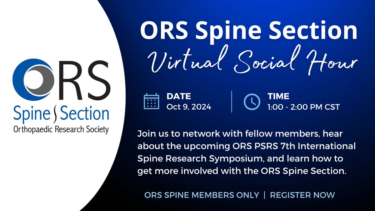 Jeannie Bailey, PhD (@spinesinspace) on Twitter photo Hi <a href="/OrsSpineSection/">ORS Spine Section</a> members and trainees!  Join <a href="/SheynLab/">Sheyn Lab</a> and myself for a virtual networking event on October 9th at 11am pacific. Register here:  ors.memberclicks.net/spsoc100924 Hi <a href="/OrsSpineSection/">ORS Spine Section</a> members and trainees!  Join <a href="/SheynLab/">Sheyn Lab</a> and myself for a virtual networking event on October 9th at 11am pacific. Register here:  ors.memberclicks.net/spsoc100924