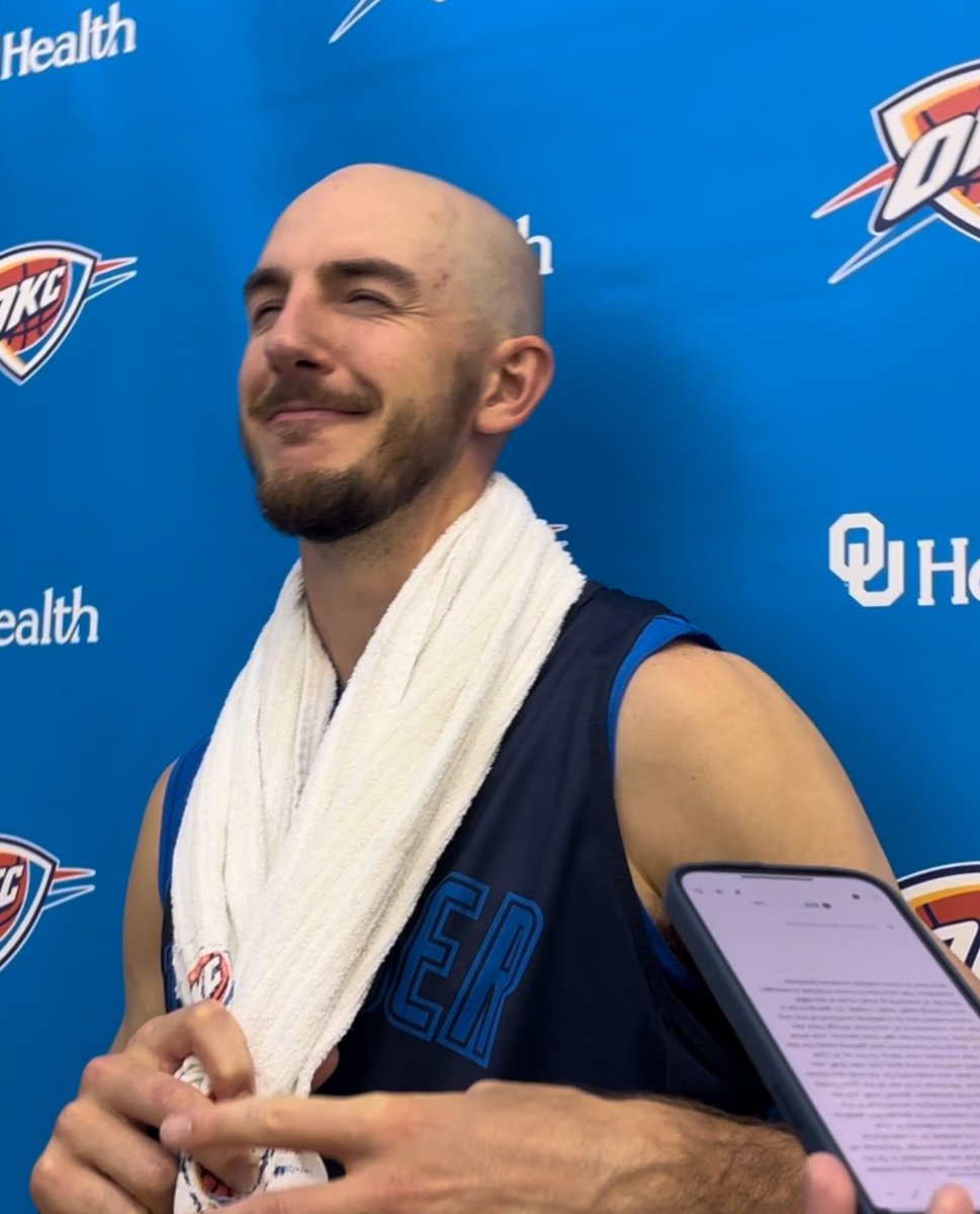 Alex Caruso on being reunited with Mark Daigneault: “I’d be lying if I told you I remembered a lot from when he coached me for the Blue other than that same kinda squinty eyed look that he gives when he’s thinking about stuff.”