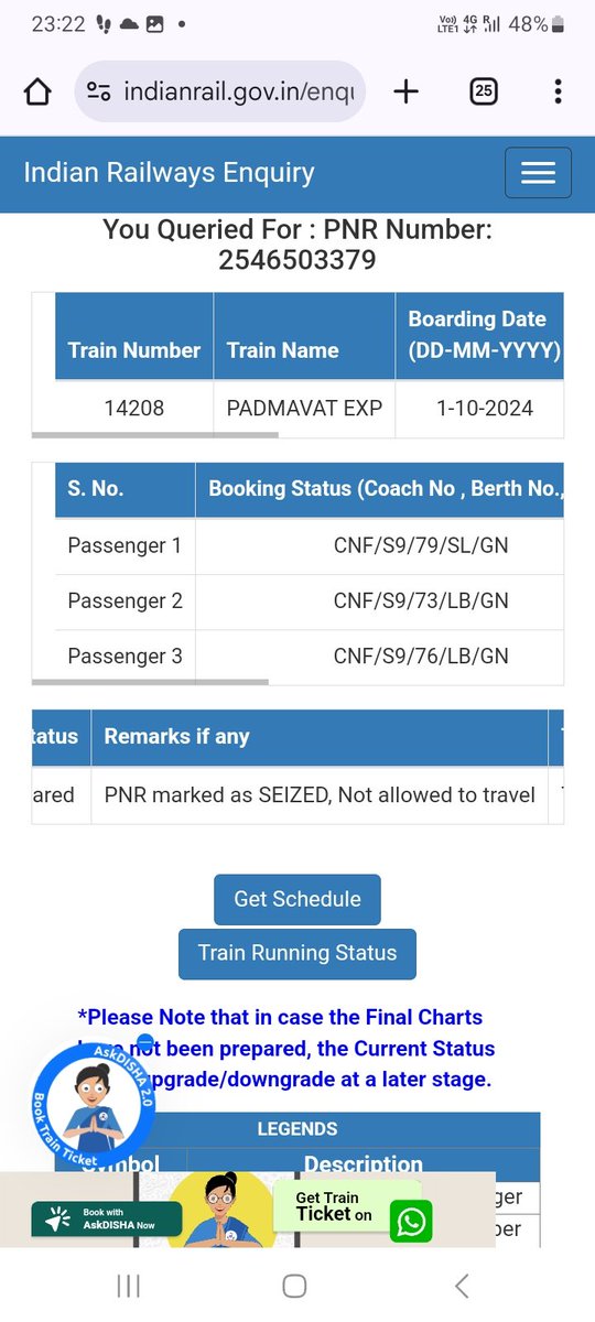 ujjawalk_'s tweet photo. @RailMadad @RailMinIndia @IRCTCofficial 3 female passengers who have booked the ticket bearing PNR  no. 2546503379 were told that they dont have ticket and are liable to pay fine. But the passengers have no idea how it can happen when they have booked the ticket in advance. https://t.co/bZonhBsS1e