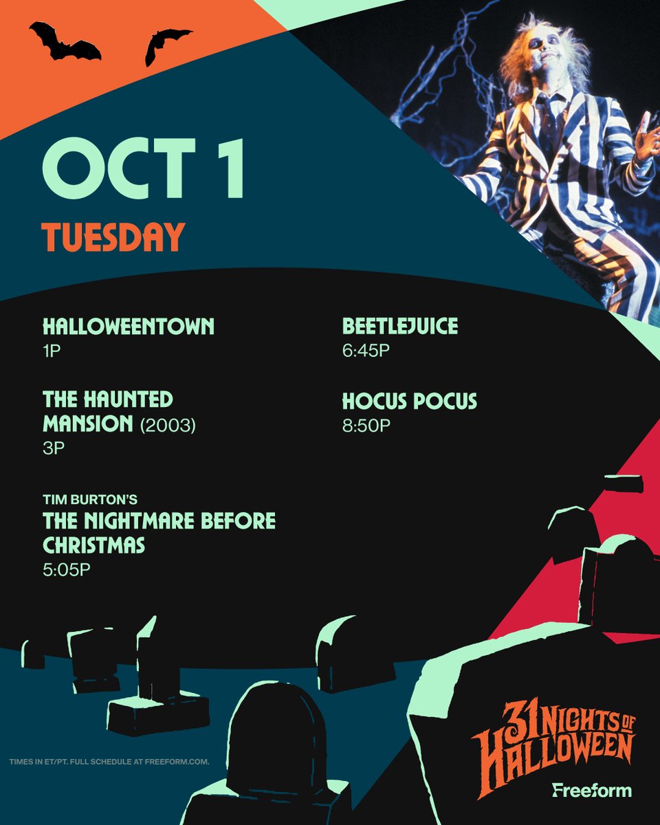 TVHalloween's tweet photo. 31 Nights of Halloween on #Freeform begins today
https://t.co/Ba1cmt6q25

#Freeform #31NightsofHalloween #HocusPocus #October https://t.co/XrFpVG3J4l