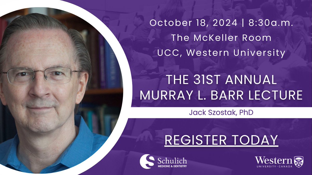 westernuACB (@westernuacb) on Twitter photo Join us Oct 18th for the 31st Annual Murray L. Barr Lecture featuring Nobel Laureate Dr. Jack Szostak <a href="/UChiChemistry/">UChicago Chemistry</a>.
"The Origin of Life: Not as Hard as it Looks."
📝Register by Oct 9: bit.ly/3Y38MBEHosted by <a href="/patounet80/">Patrick Lajoie</a>, <a href="/SchulichMedDent/">Schulich WesternU</a> in the McKellar Room, UCC <a href="/WesternU/">Western University</a>. Join us Oct 18th for the 31st Annual Murray L. Barr Lecture featuring Nobel Laureate Dr. Jack Szostak <a href="/UChiChemistry/">UChicago Chemistry</a>.
"The Origin of Life: Not as Hard as it Looks."
📝Register by Oct 9: bit.ly/3Y38MBEHosted by <a href="/patounet80/">Patrick Lajoie</a>, <a href="/SchulichMedDent/">Schulich WesternU</a> in the McKellar Room, UCC <a href="/WesternU/">Western University</a>.