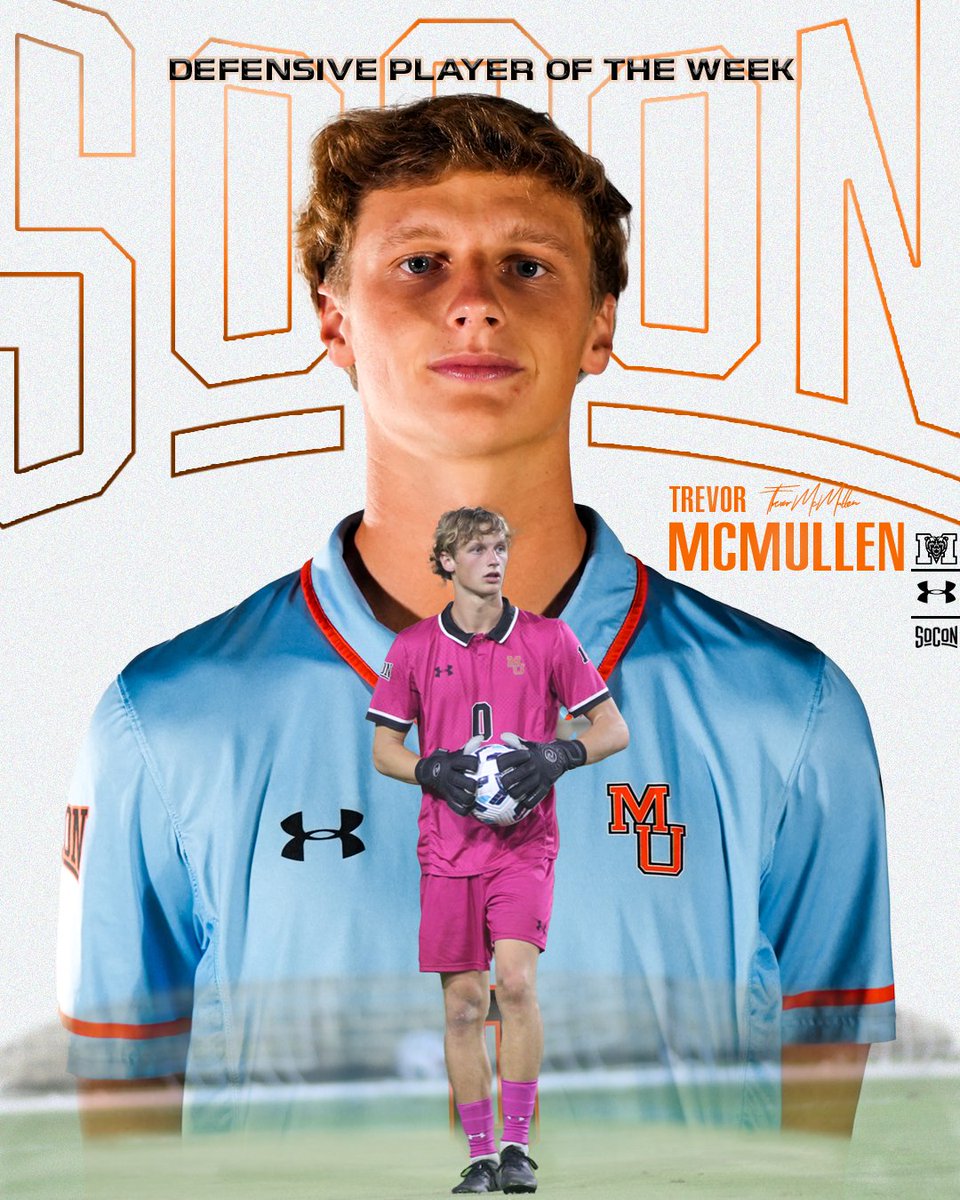 Mercer_MSoccer's tweet photo. Players of the Week 🔥🤩

🔸@KingSegun11 ➡️ SoCon Offensive Player of the Week (2 goals + 1 assist)
🔸@trev0r_mcmullen ➡️ SoCon Defensive Player of the Week (2 clean sheets)

🗞️: https://t.co/Q9gGGN7dRW

#RoarTogether https://t.co/HfNr0YgpLK