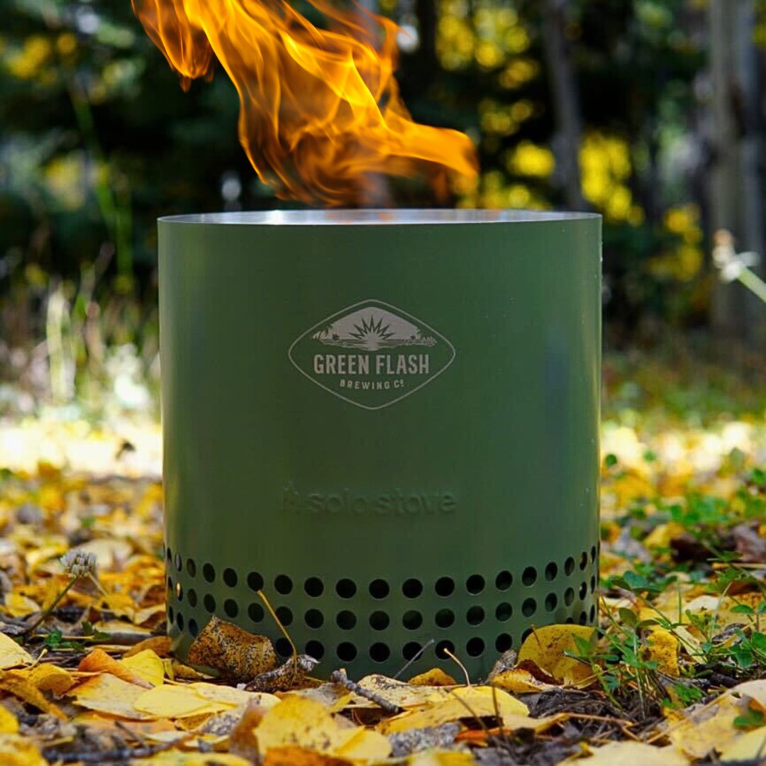 GIVEAWAY! 🔥  We have a custom @solostove to give away to one lucky winner-perfect for a backyard smores night, mini beach bonfire, or your favorite camping spot.​
​
Here's how to enter for your chance to win this custom solo stove:​
​
-Like this post​
-Follow @greenflashbeer on