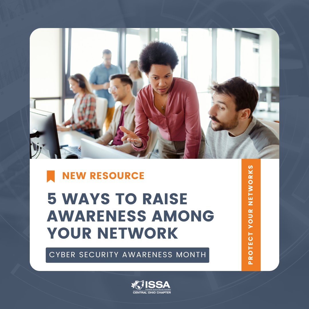 October is National Cybersecurity Awareness Month! 🛡️💻 Learn how you can help raise awareness and protect your personal and professional networks from cyber threats. Check out our latest resource forays to spread awareness: centralohioissa.org/trending-news/…