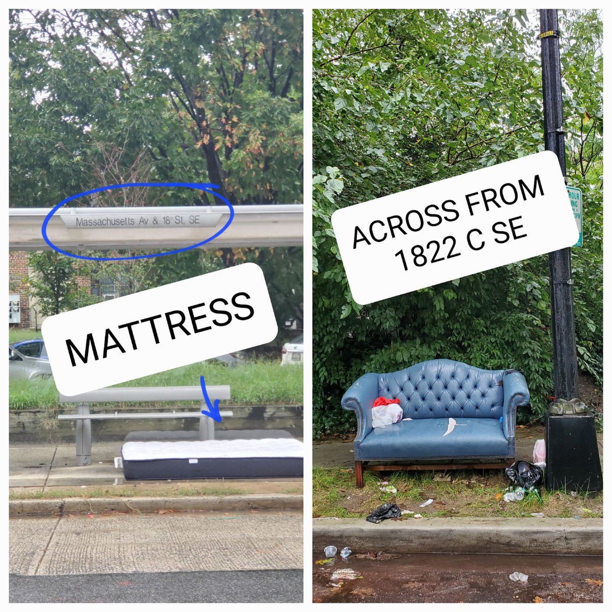 dcbrynn's tweet photo. When you report things via @311DCgov, you hope @DCGovernment will act quickly on #illegaldumping in #hilleast. It may be a rainy day, but these are two quick pickups. Maybe today's the day for quick @DCDPW response⁉️🤞 @MayorBowser @VinceGrayWard7 @felder_wendell @AshleySchapitl https://t.co/MPJlf4a1Az