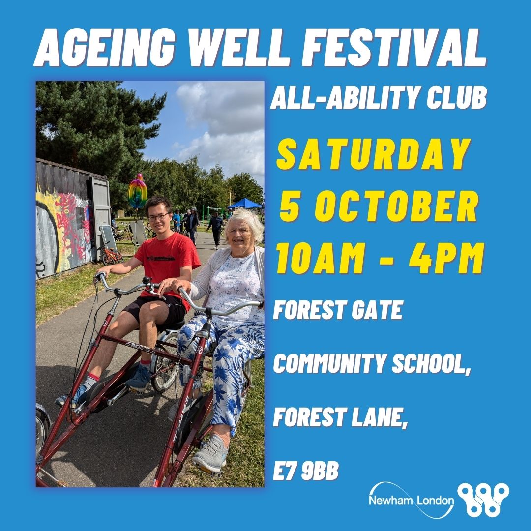 Bikeworksuk's tweet image. Calling residents of #Newham aged 50+ ☎️

This Saturday's FREE #AgeingWellFestival has something for everyone inc. our #AllAbility team with a range of specialist &amp;amp; #adaptivecycles.

No matter your level of confidence, skills or mobility, we have a #cycle for you.

@newhamcouncil