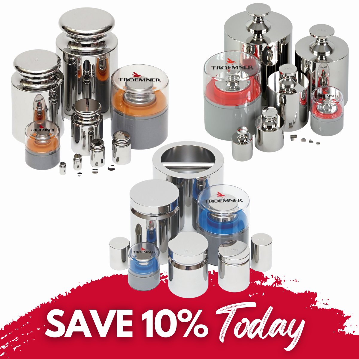 Troemner's tweet image. Enhance your verification process 💪 Get 10% off two-piece calibration weights. 
Call us today at 1-856-686-1600 &amp;amp; save.
Valid: Oct 1st - 31st, 2024
Terms: Offer valid for new weight orders only and cannot be combined with other discounts.
 #CalibrationWeights #LaboratoryWeights