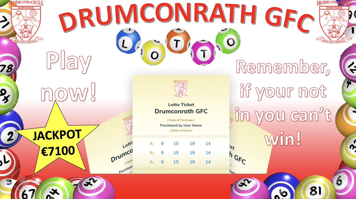 💥LESS THAN TWO HOURS TO GO💥
Don’t forget to play our club lotto this evening for your chance of winning our jackpot of €7,100 🎉😍🎉 Play online now or before 9pm tonight ⏰ tinyurl.com/ydwz4vwa