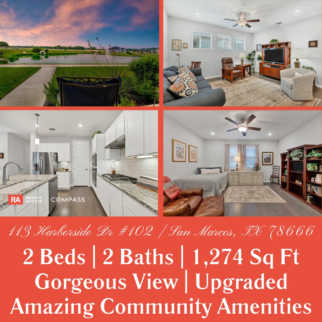 113 Harborside Dr # 102 is now $365,000!

Lovely 2 bedroom/2 bathroom/1,274 sq ft stand-alone condo in the gated Kissing Tree community in San Marcos.

For additional information, please call/text 512-423-6782 or visit 113Harborside.com.

#priceimprovement #pricereduction
