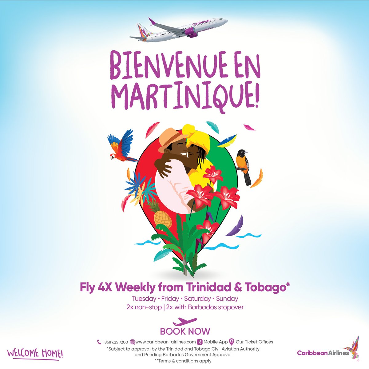 iflycaribbean's tweet photo. Bienvenue Martinique &amp; Guadeloupe✨
 
Starting December 3rd, fly with us 4x times weekly to Martinique🌴
 
From December 7th, hop over to Guadeloupe 4x times weekly🌊

Book now via https://t.co/L63tZ4SDzd 

#iflycaribbean ✈️ https://t.co/XGjYzr6rMA