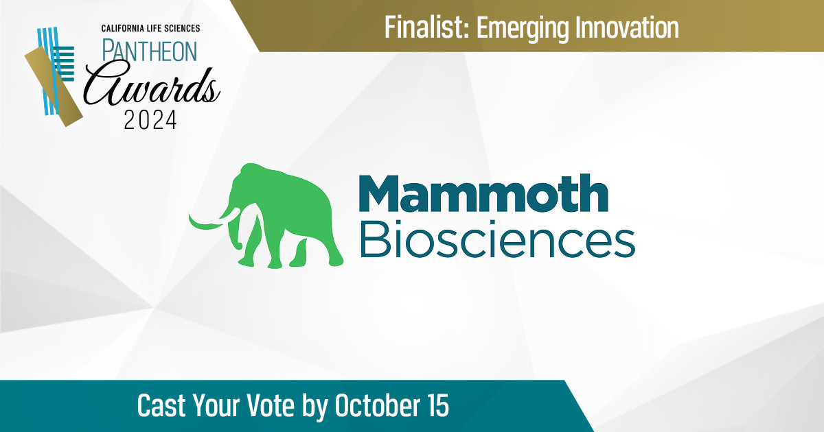 Mammoth Biosciences (@mammothbiosci) on Twitter photo So excited to be a finalist in the Emerging Innovation category of the <a href="/CALifeSciences/">California Life Sciences (CLS)</a> #PantheonAwards. We're working to cure diseases through in vivo gene editing with our ultra compact #CRISPR systems, so please support us with your vote!
califesciences.org/pantheon-votin… So excited to be a finalist in the Emerging Innovation category of the <a href="/CALifeSciences/">California Life Sciences (CLS)</a> #PantheonAwards. We're working to cure diseases through in vivo gene editing with our ultra compact #CRISPR systems, so please support us with your vote!
califesciences.org/pantheon-votin…