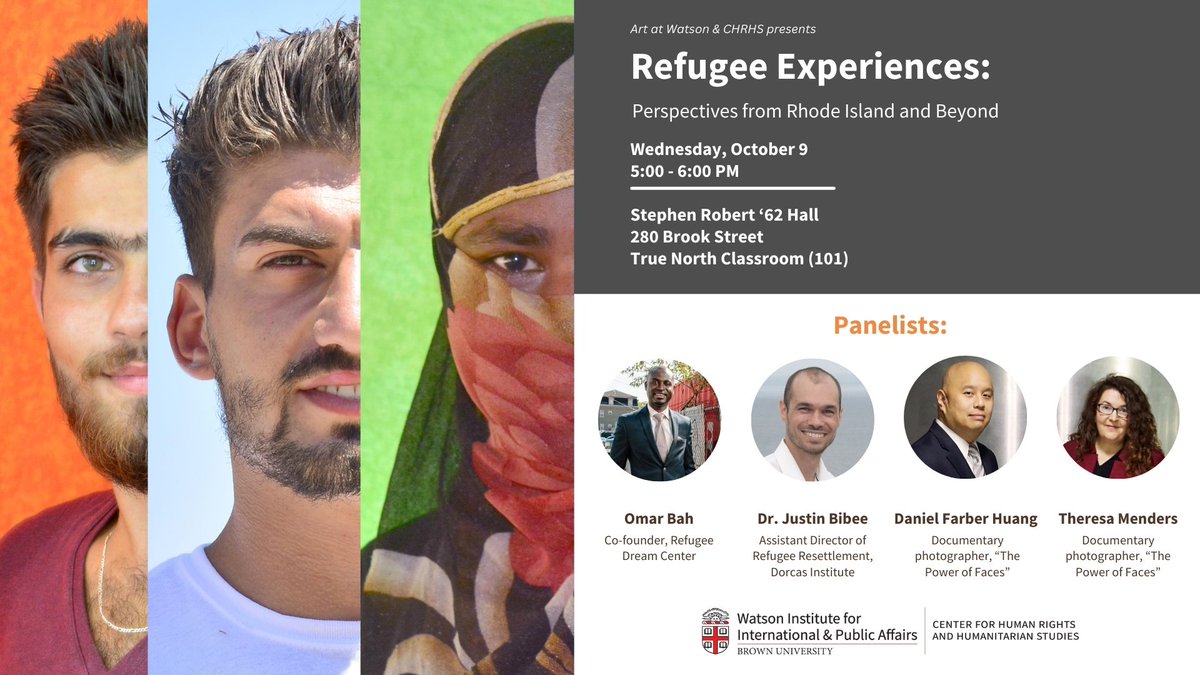 Join us next week for a panel event at the @WatsonInstitute on Refugee Experiences: Perspectives from Rhode Island and Beyond. 
⏰ Wednesday, October 9, 5:00 - 6:30 PM
📍Stephen Robert '62 Hall (280 Brook Street) - True North Classroom (101).