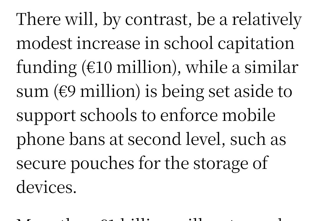 €9 Million for phone pouches in schools.
€9 Million.
€9 Million.
€9 Million.
For what?
For students to lock their phones away.
€9 Million.
Lockers?
Leave at home?
Just leave in their bags?
Just not take out of their pockets?
No.
€9 Million worth of pouches.
€9 Million.