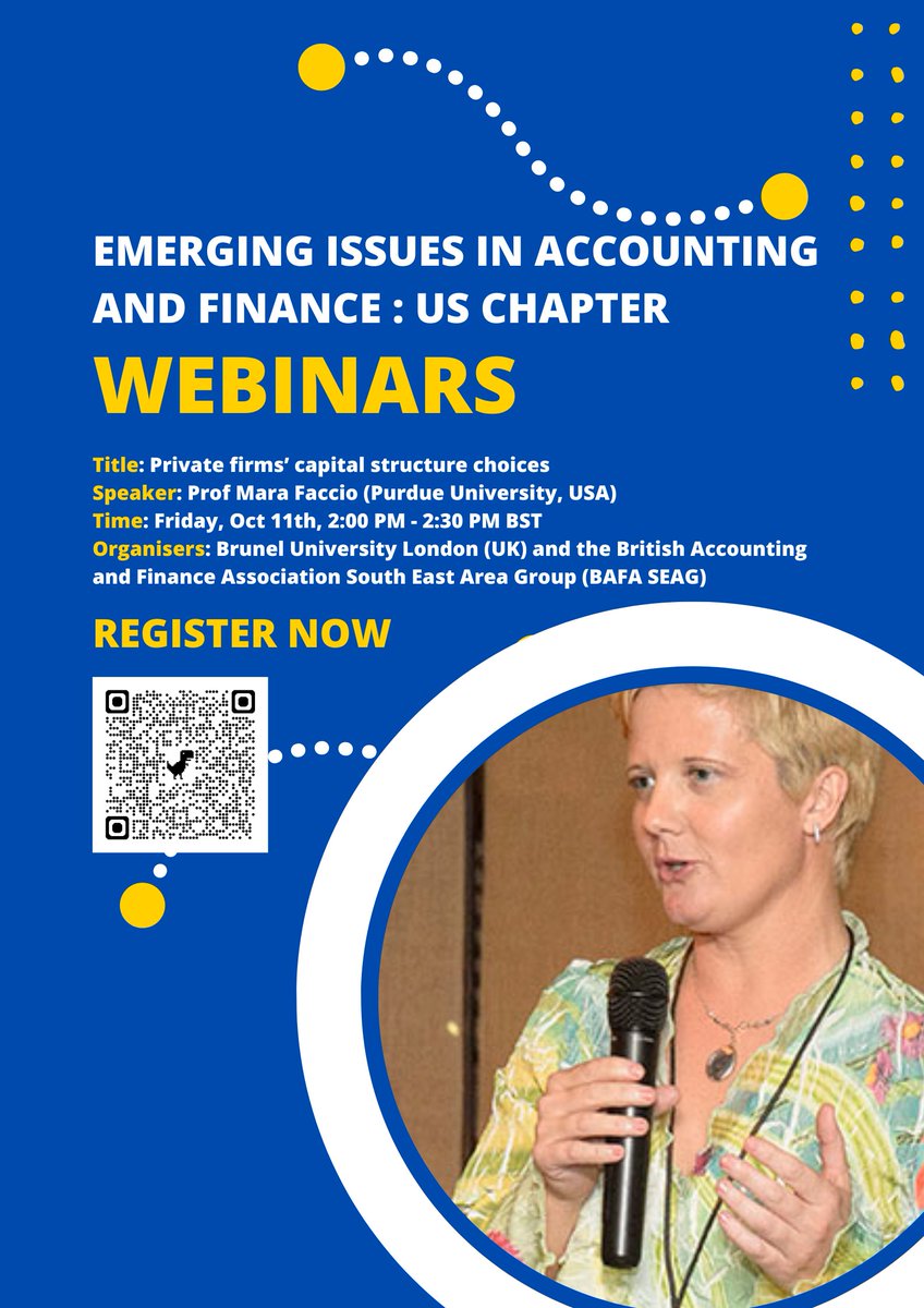 BAFA's South Eastern Area Group (SEAG) is running two webinars with Brunel University London on 'Emerging Issues in Accounting and Finance: US Chapter', the second on 11 October 2024. Please register at the link: events.teams.microsoft.com/event/37073a1d…