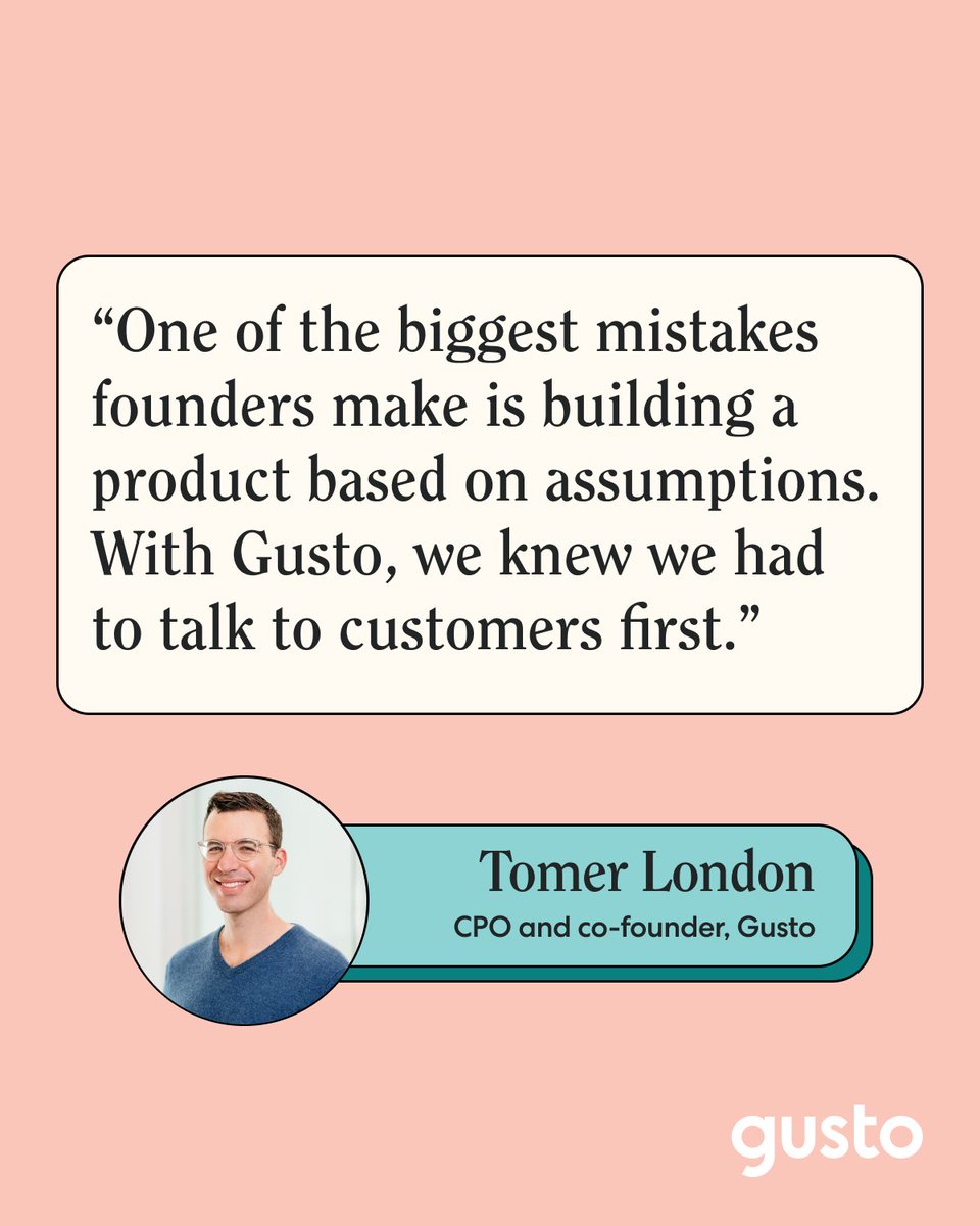 Gusto (@gustohq) on Twitter photo The key to understanding small businesses and their challenges?
👂 Listening, not assuming.
In his podcast with <a href="/acremades/">Alejandro Cremades</a>, Gusto's <a href="/tomerlondon/">Tomer London</a> discusses how insights from SMB owners shaped Gusto's approach to building tools for them: alejandrocremades.com/this-serial-en… The key to understanding small businesses and their challenges?
👂 Listening, not assuming.
In his podcast with <a href="/acremades/">Alejandro Cremades</a>, Gusto's <a href="/tomerlondon/">Tomer London</a> discusses how insights from SMB owners shaped Gusto's approach to building tools for them: alejandrocremades.com/this-serial-en…
