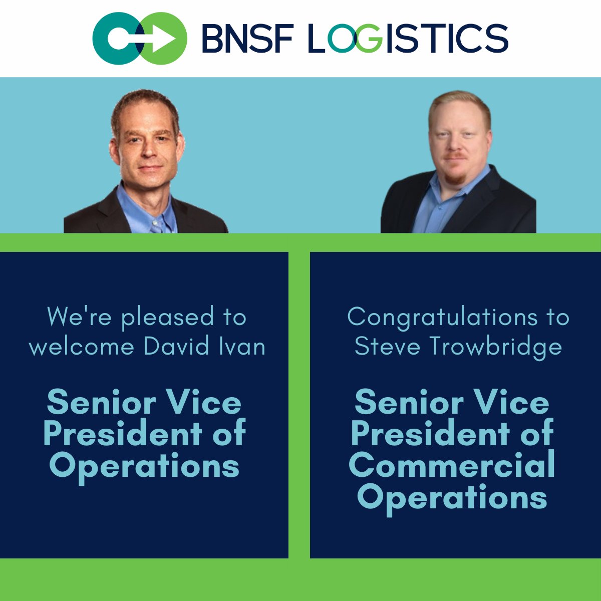 Ben Banks, CEO &amp; President, announced that David Ivan will join BNSF Logistics as SVP of Operations. David will lead teams in Wind, Project Cargo, Engineering, and Warehousing solutions. Steve Trowbridge will assume the role of SVP of Commercial Operations. #wedeliverwhatmatters