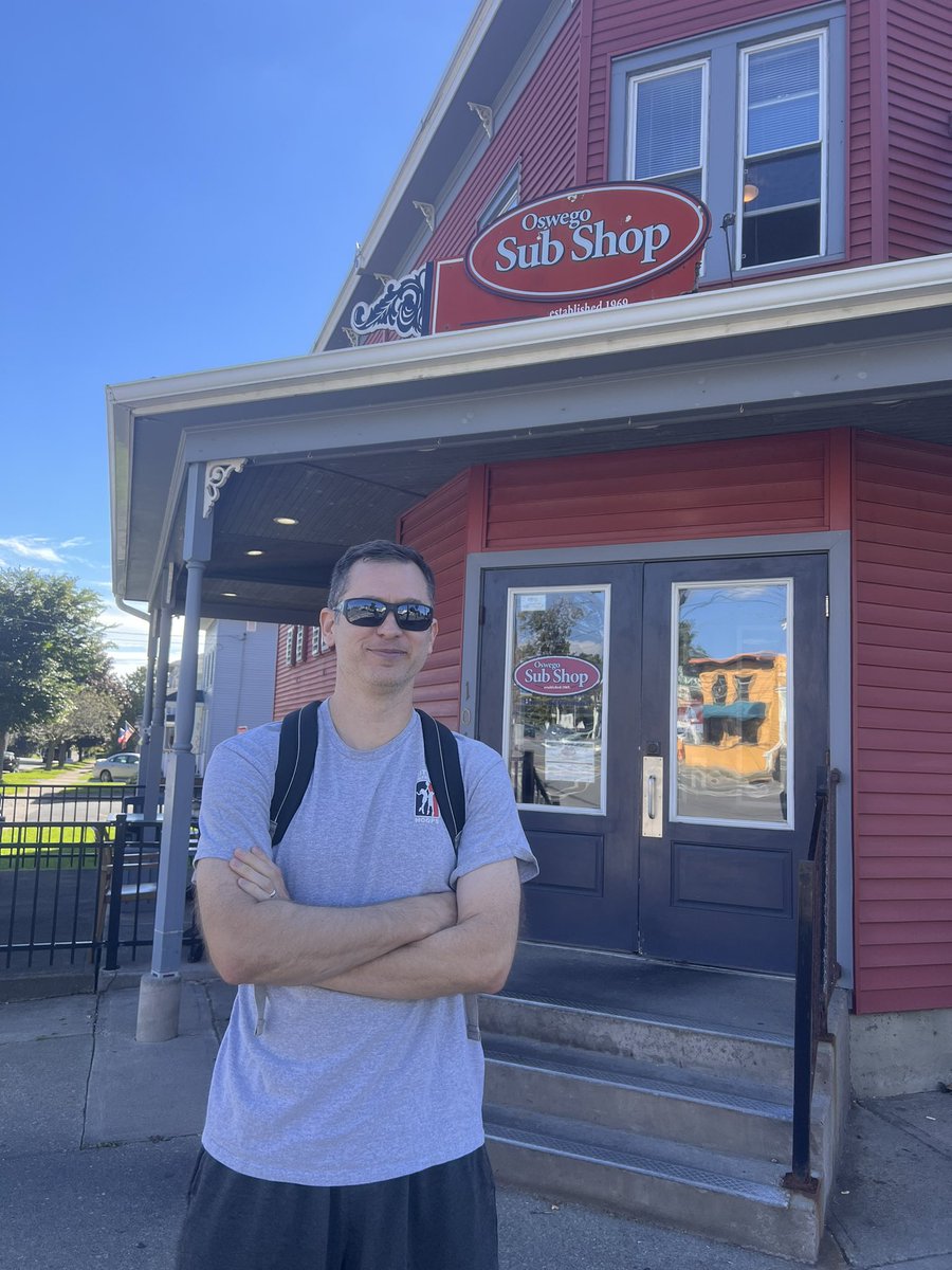 keithroach102's tweet photo. Celebrated my 48th birthday with a bike ride to my alma mater @sunyoswego 
Of course I had to stop and have a birthday cheeseburger sub from the Oswego Sub Shop! https://t.co/npJEw5QKE3